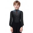thumbnail image 3 of Doomiva Kids Boys Shiny Latin Tango Ballroom Dance Leotard Top Long Sleeve Bodysuit Gymnastics Modern Dancewear Black 6, 3 of 7