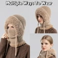 thumbnail image 4 of 3 in 1 Beanie Hat with Scarf and Mask, Women Outdoors Windproof Scarf Hat, Winter Fleece Ski Balaclava, 4 of 7