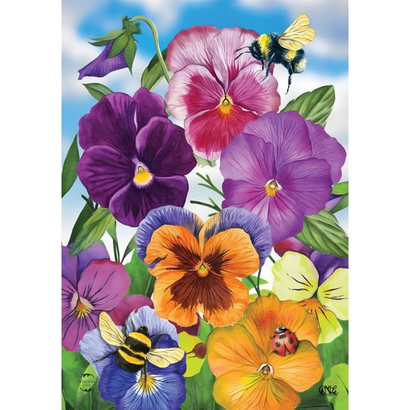 Briarwood Lane Spring House Flag 40x28 For Outdoor Pansies Seasonal For Spring House Flag