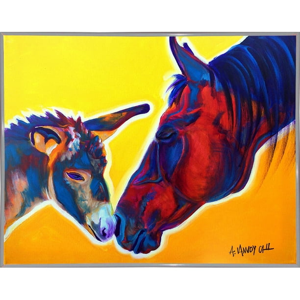 Horse Little Sister-DAWART145122 Print 11"x14" by DawgArt in a White Metal Frame