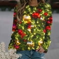 thumbnail image 2 of Pisexur Chandail en Molleton de Noël pour Femmes Sans Capuche Imprimé Graphique Vacances Col Rond Chandail en Molleton Ample Surdimensionné Automne Mode Décontracté Chandail-Over Manches Longues pour Femmes, 2 of 4