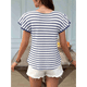 thumbnail image 5 of Blusas de Punto de Corta para Mujer, Cuello Redondo de Verano con Volantes, Color Azul L, 5 of 10