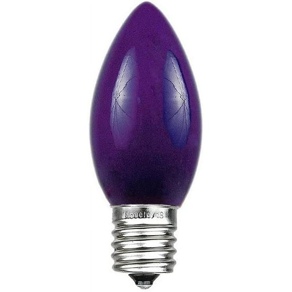 TRHOO-Ceramic Christmas Replacement Bulbs - Outdoor Individual Bulbs for Events, Holiday Parties, Patios, and More - C7/E12 Candelabra Base, 5 Watt Lights (Purple, 25 Pack)