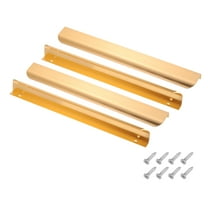 Uxcell 4 Pcs Finger Pulls for Cabinets, 12 Inch Aluminum Alloy Edge Cabinet Pulls Finger Handle Flat Hidden Back Mount for Dresser Wardrobe Drawers Door Hardware, Golden Tone