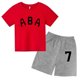 thumbnail image 3 of Ropa de bebé con estampado de letras para niños y adolescentes, conjunto de camiseta y pantalones cortos de verano de 2 piezas, conjunto informal de manga corta para niños y niñas, 3 of 5