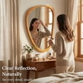 thumbnail image 6 of Irregular Asymmetrical Wall Mirror 30"×20" with Solid Wood Frame, Organic Mid-Century Modern Decorative Wall Mirror for Bedroom, Bathroom & Entryway, 6 of 9