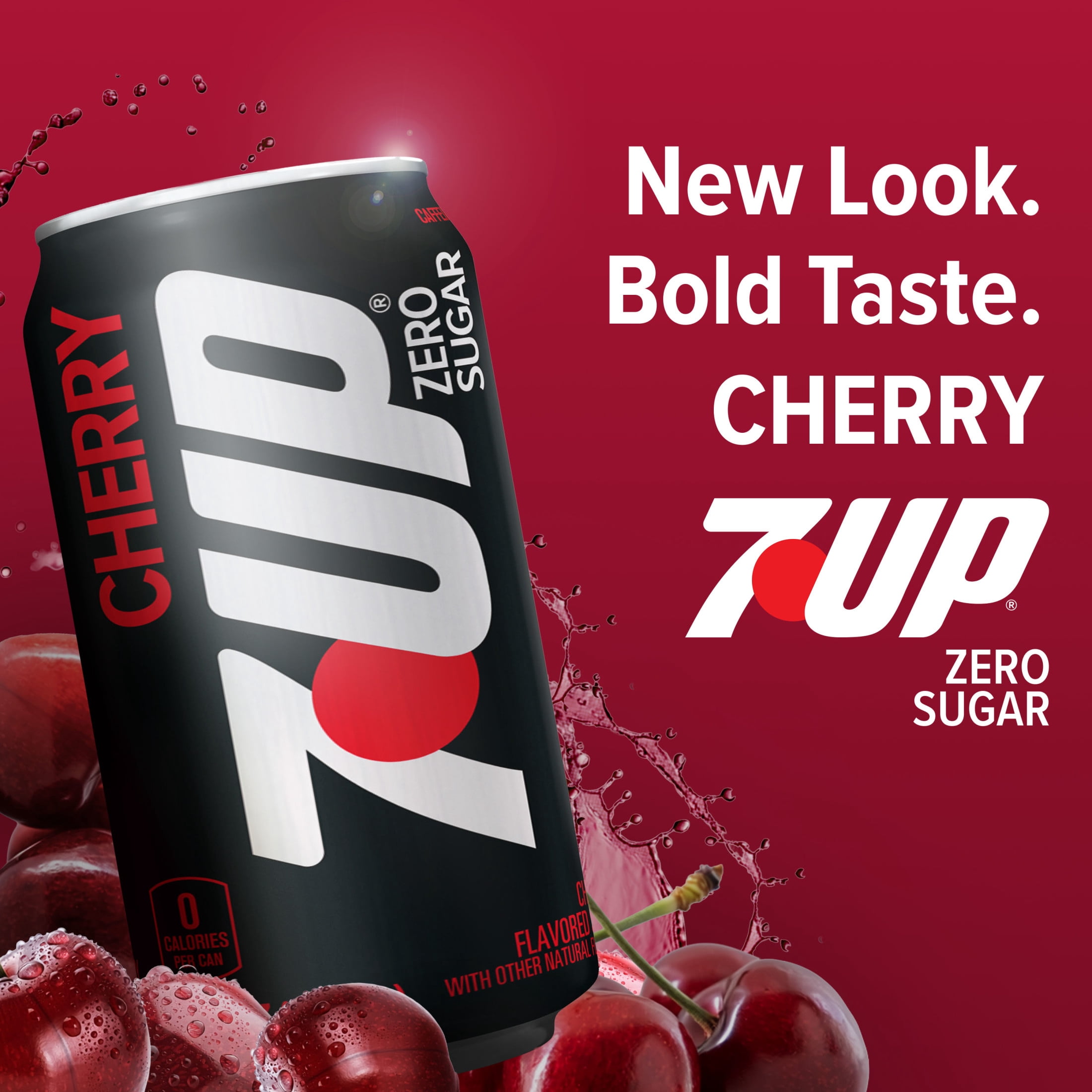 7UP Cherry Soda, Caffeine Free & Zero Sugar, 12 fl oz, 12 Pack