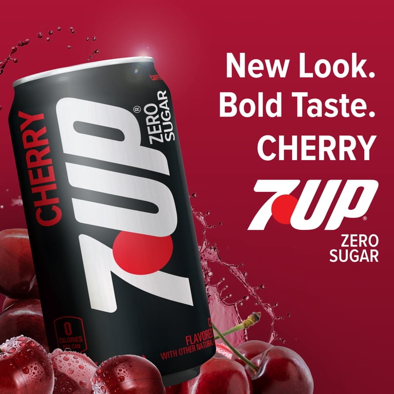 7UP Cherry Soda, Caffeine Free & Zero Sugar, 12 fl oz, 12 Pack