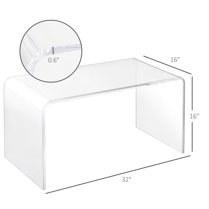 Alvantor Acrylic Coffee Table, Waterfall Design, No Assembly Needed 32"x16"x16" Clear