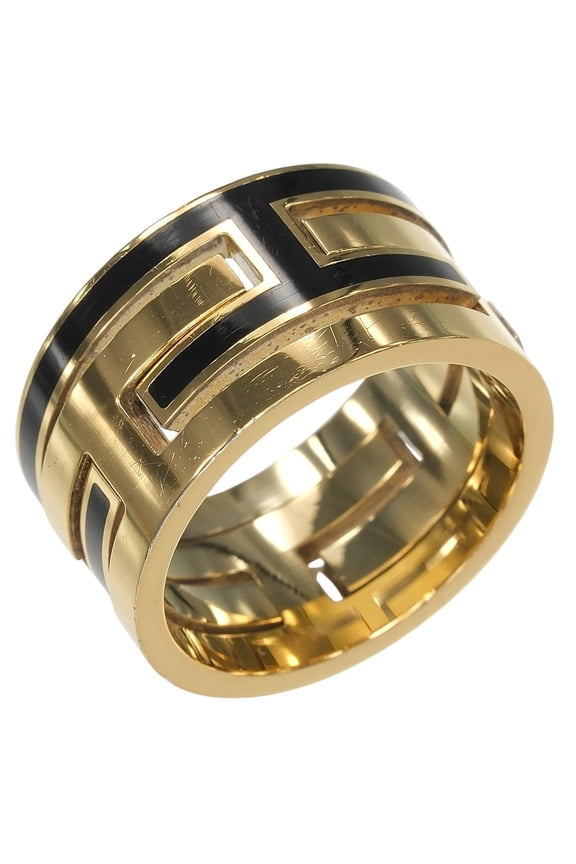 Pre-Owned Hermes Herms Move Ash Ring, size 10, 925 silver with gold plating, approximately...