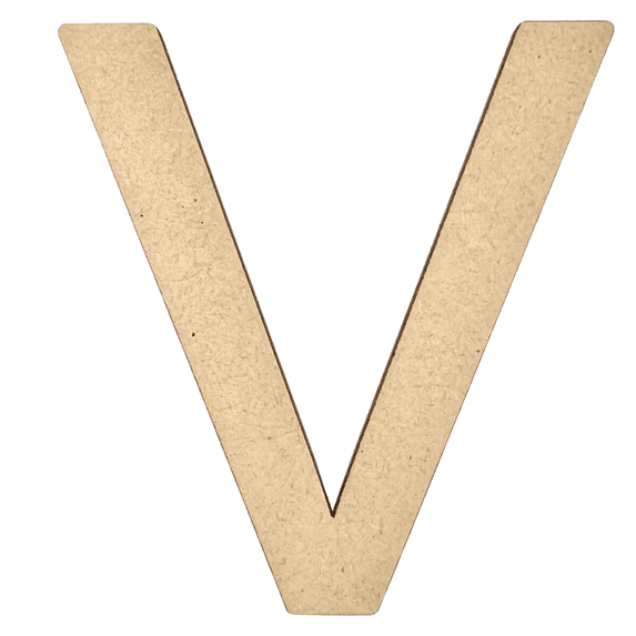 8" Tall MDF Letter V | 1/4" Thick | Krafty Supply Letters | Arial | Wooden Letter