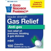 GNP Gas Relief Anti-gas 100 Chewable Tablets Pressure, Bloating & Gas Distress