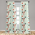 thumbnail image 5 of Ambesonne Geometric Curtains, Circle Zig Zag Waves, Pair of 28"x63", Pale Blue Cream Red, 5 of 5