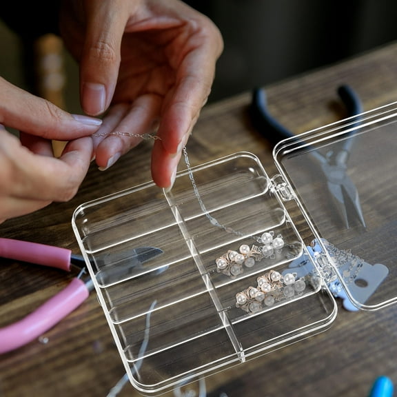 CIMAXIC Craft Storage Organizer Transparent Plastic Beads Box 2pcs