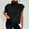 thumbnail image 2 of GigrtiJin Sweater Vest for Women Solid Color Cable Knitted Turtleneck Sleeveless Thermal Tunic Tops, 2 of 7