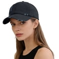 thumbnail image 7 of Men's and Women's Ripped & Distressed Baseball Cap, Washed Vintage Dad Hat with Hole Details, Soft Top Classic Fit Cap for Spring and Autumn Casual Wear Black, 7 of 7