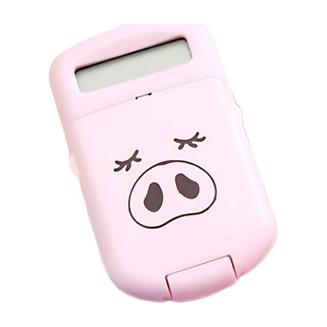 Calculadora flexible Cateissary con batería de botón fino rosa