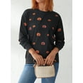 thumbnail image 2 of Michellecmm Halloween Women Pullover Sweatshirts Pumpkin Printed Casual Round Neck Long Sleeve Tops Autumn Streetwear, 2 of 9