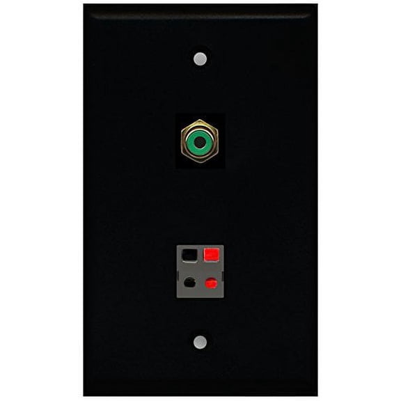 RiteAV - Black 1 Port RCA Green 1 Port Speaker Wall Plate