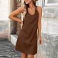 thumbnail image 6 of IUYRTFE Women's Sleeveless V-Neck Mini Dress with Pockets Adjustable Straps Casual Loose Fit Summer Tank Dress, 6 of 9