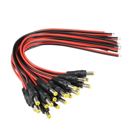 20Pcs DC Power Pigtail Cable Male Connectors 12V for CCTV Camera 2.1mmx5.5mm