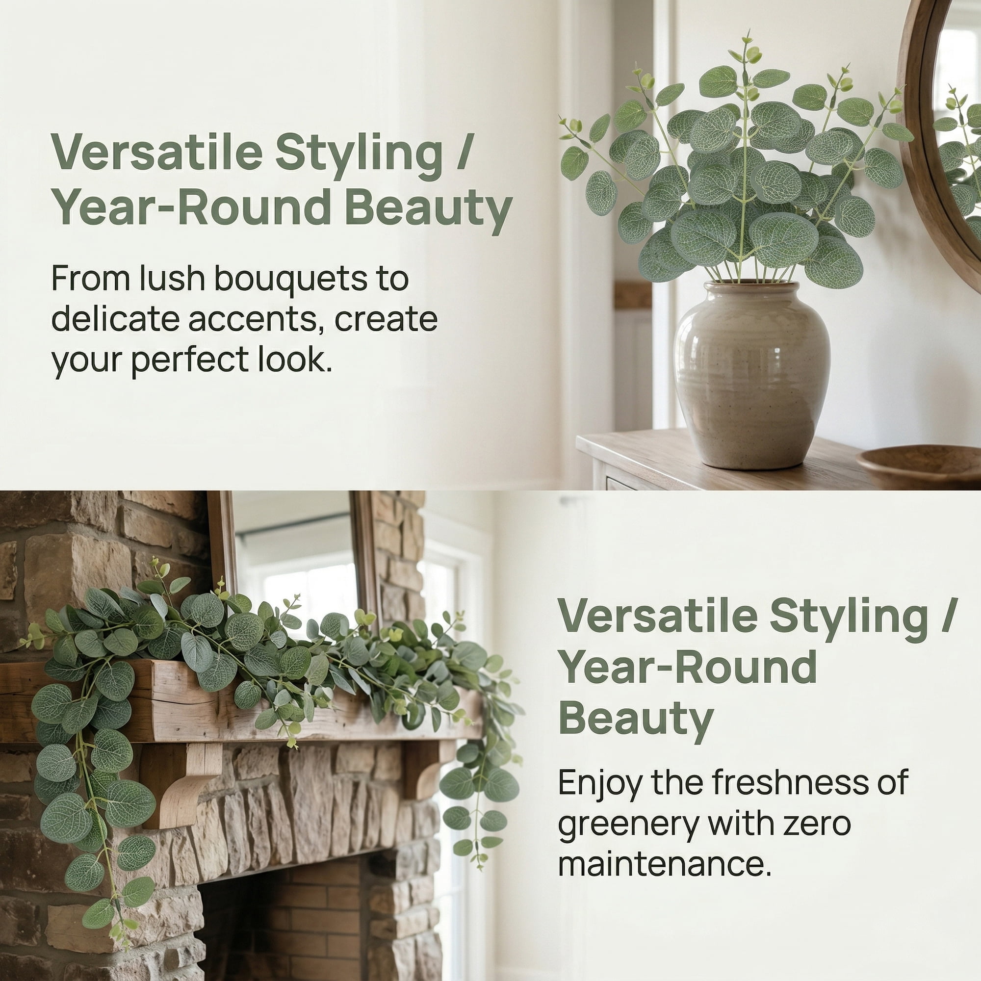 Unique Bargains 10Pcs Realistic Artificial Eucalyptus Stems Faux Greenery Greenhead 12in