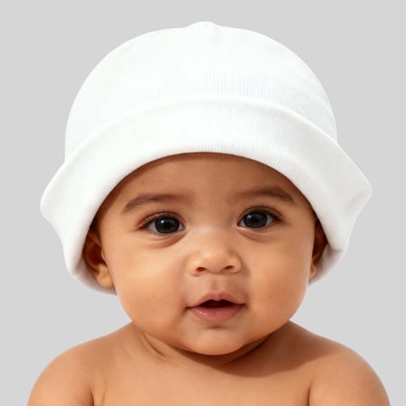 Soft Pull On Cap For Babies And Toddlers With Seamless Comfort Fit Stretchable Design Delicate 0-2 Years White