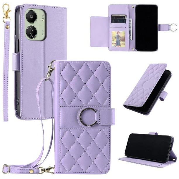 Funda tipo billetera GANGXUN para Xiaomi POCO C65 – Tapa abatible con correa para mujer