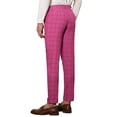 thumbnail image 3 of Pantalones de vestir de corte slim de cuadros para hombre con bolsillos 34 rojo rosa, 3 of 6