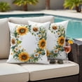 thumbnail image 5 of Spring Yellow Sunflower Wreath Pillow Covers 2 Pack Country Watercolor Floral Daisy Leaf Pillowcase Waterproof Outdoor Throw Pillow Cover for Patio Garden Square Cushion 20”x20”, 5 of 9