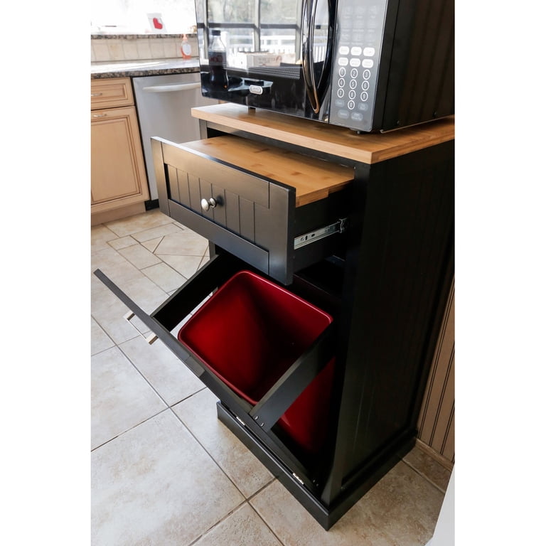 SpaceMaster CMC-800 Microwave Kitchen Cart with Hideaway Trash Can