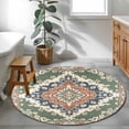 thumbnail image 4 of Round Rugs 3.3 Ft, Orange Green Boho Non Slip Area Rugs for Kitchen Bedroom Entryway, Medieval Vintage Ethnic Floral Abstract Washable Carpet Runner Rug Floor Mats for Bedroom Home Decor, 4 of 9