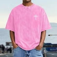 thumbnail image 2 of IWRICH Men's Graphic Printed Crew Neck T Shirts Short Sleeve Plus Size Tshirts Baggy Acid Washed Tees Pink XL, 2 of 6