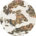 thumbnail image 1 of Ahgly Company Machine Washable Indoor Round Abstract White Chocolate Beige Area Rugs, 3' Round, 1 of 7