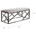 thumbnail image 4 of Cortesi Home Kora Long Contemporary Metal Bench Ottoman in Grey Velvet, 43x17x18, 4 of 4