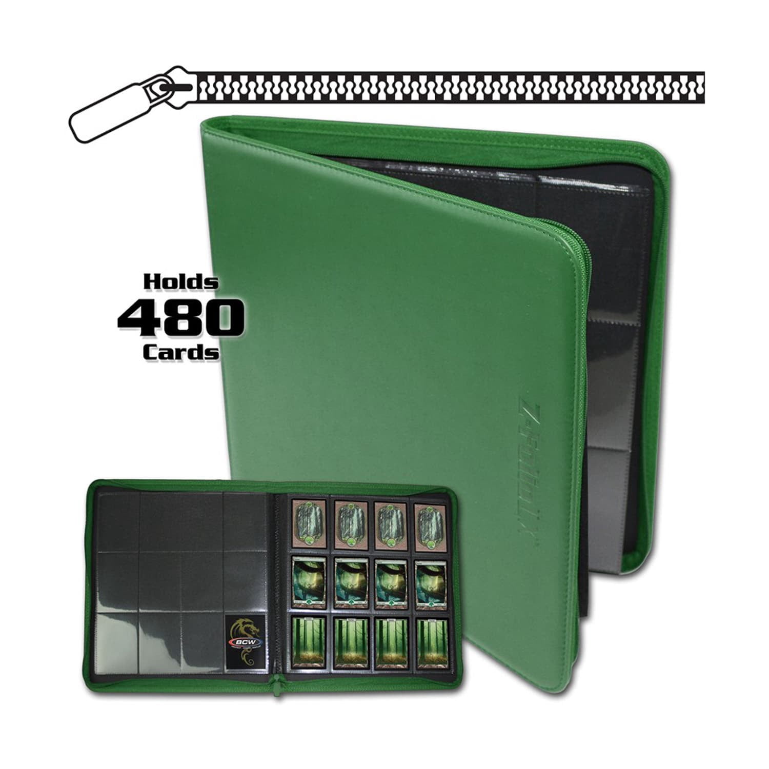 BCW 12-Pocket Z-Folio LX Trading Card Albums, Green