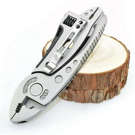 Multitool Wrench Plier Portable 6 in 1 Multifunction Wrenches Gadget with Screwdriver Bottle Opener Saw Blade Stainless Steel Tools for Camping