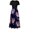 thumbnail image 4 of Empire Waist Dresses for Women 2024 Short Sleeve Crewneck Floral Maxi Long Dress Summer Fashion Casual Sun Boho Dresses, 4 of 5