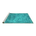 thumbnail image 2 of Ahgly Company Machine Washable Indoor Square Oriental Turquoise Blue Industrial Area Rugs, 7' Square, 2 of 4