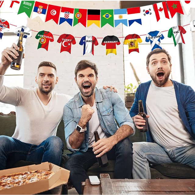 COPA DEL MUNDO 2022 Bunting Garland Bandera Tarjetas Decoraciones para fiestas de fútbol 2022 Bandera de la Copa del Mundo
