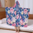 thumbnail image 5 of Pioneer Flower Floral Print Pattern Hooded Bath Towel，50"x30" for Ages 3 To 12 Kids, Quick Dry Lightweight Soft Microfiber Hood Beach Towel Cover Up for Kids, 5 of 7