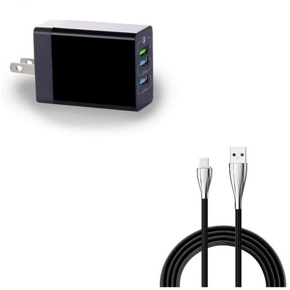 Type-C 6ft USB Cable w 34W Home Charger J9N for Samsung Galaxy Tab S3 9.7 S9 Plus, S8  S8, S10e S10 Plus active 5G Note 9 8 A9 A50 - Sonim XP8 XP3 - Sony Xperia XZs XZ3 XZ1 XA1 L1