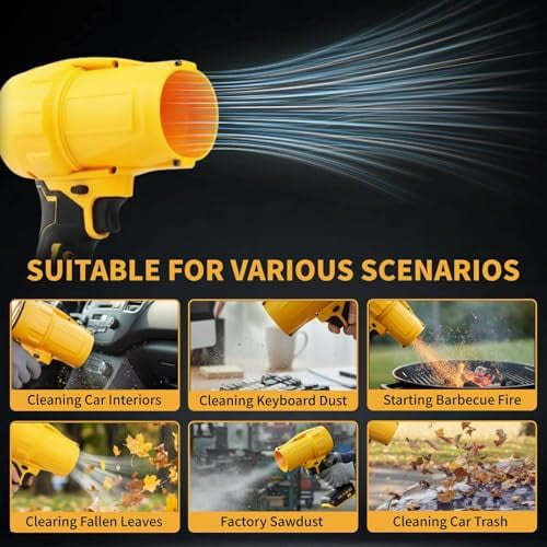 Leaf Blower Cordless for DeWalt 20V Battery, Electric Handheld Blower with Brushless Motor, Lightweight Blower Portable Dust Cleaner for Lawn Care, Patio Cleaning (Tool Only)$$Garden & Patio