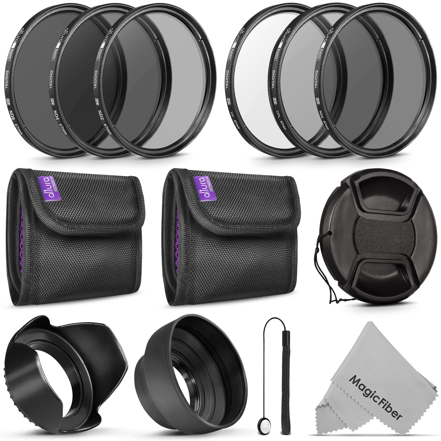 67MM Altura Photo UV CPL ND4 Lens Filters Kit and Altura Photo ND