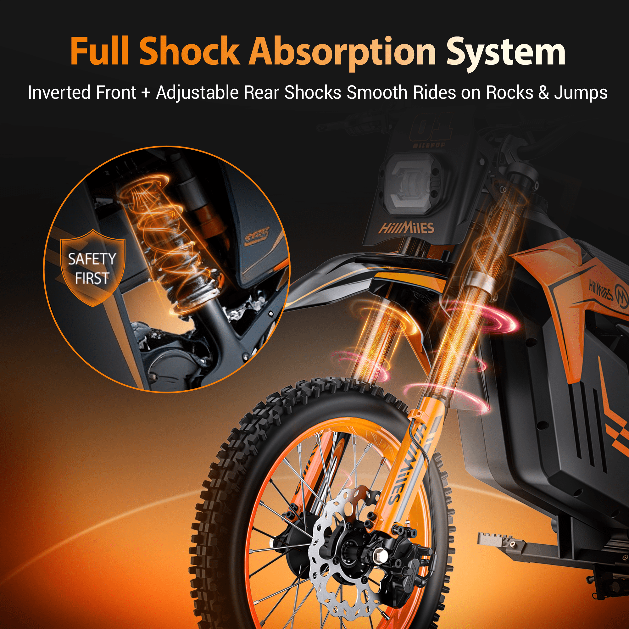 MilePop1 Electric Dirt Bike for Teens & Adults, 3000W  Motor, Up to 31 MPH & 45 Miles Range, Dual Suspension Off-Road with LCD Display, Bluetooth Speaker & Hydraulic Disc Brakes