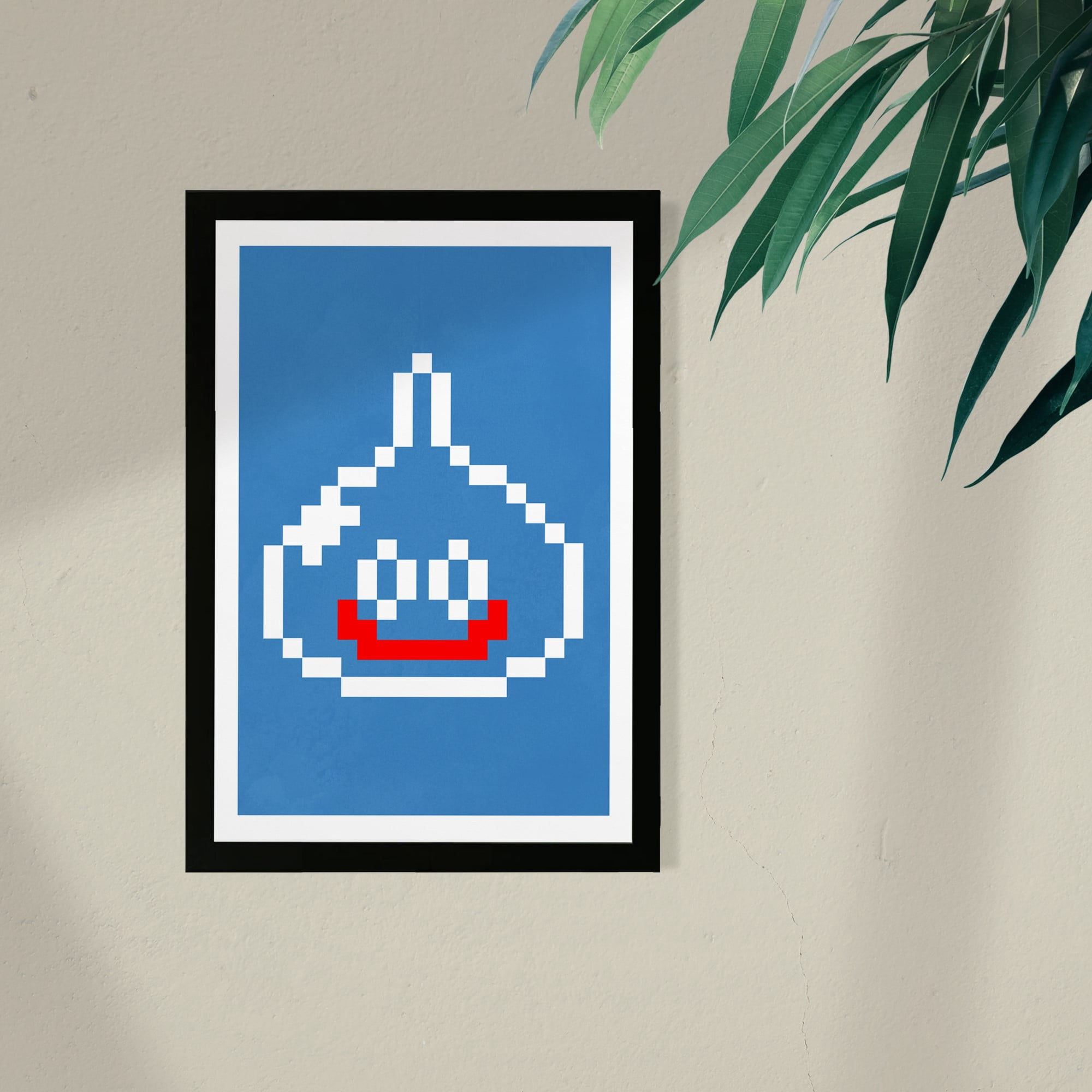 Wynwood Studio Entertainment and Hobbies Framed Wall Art Prints 'Slime Print' Video Games Home Décor - Blue, White, 13" x 19"