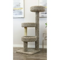 Maykoosh Coastal Charm Carpeted Solid Wood Cat Tree Tower - 20"L x 20"W x 50"H for Large Breeds, Climbing, Scratching, Entertainment, in Neutral Color
