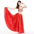 thumbnail image 1 of Maxi Vestido largo de danza del vientre Hugo Flamenco Cha Cha rojo de satén brillante, 1 of 7