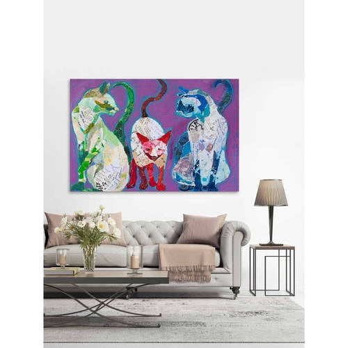 "Trois Chats" Painting Print on Wrapped Canvas