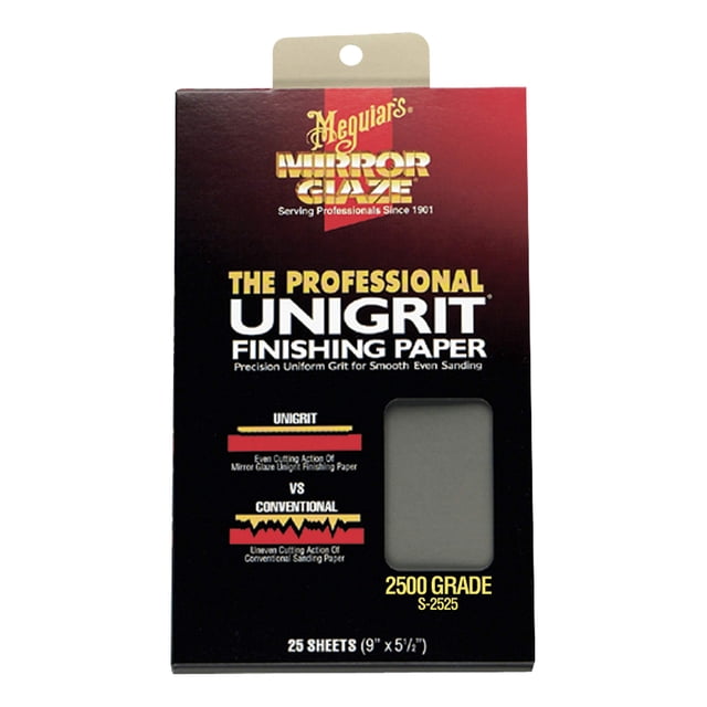 Papel de lija Meguiar's S225 Mirror Glaze, grano 2000, 25 hojas